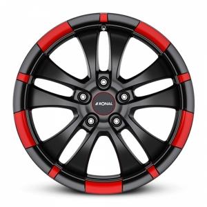 RONAL R59 Jet Black Matt Red rim 7.5x18 5/112 ET51 B76 | Alk. 338,52 €